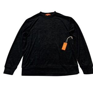 Negative Space Top Mens M Black Fleece Crew Neck Pullover Comfort Casual Soft